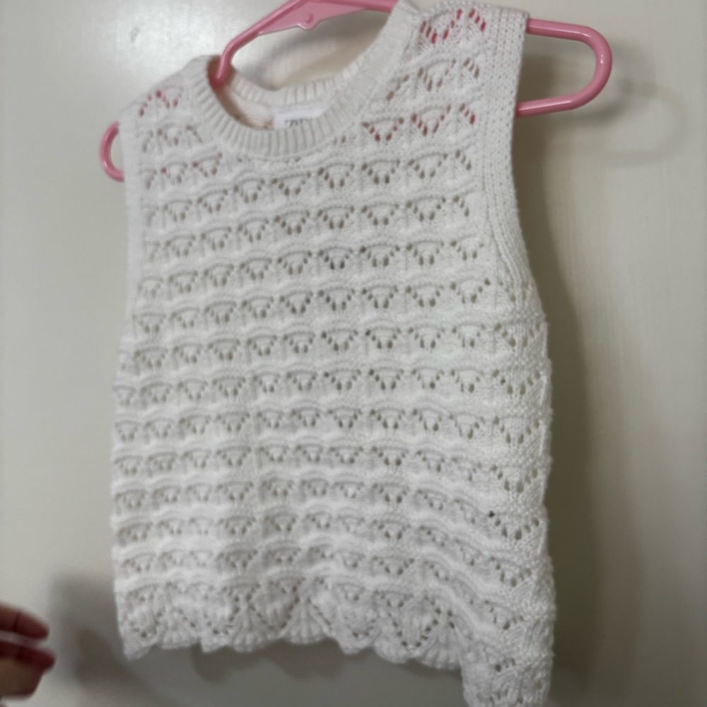 *New* Zara kids girls white Crochet Knit Tank top 4 - Picture 5 of 6